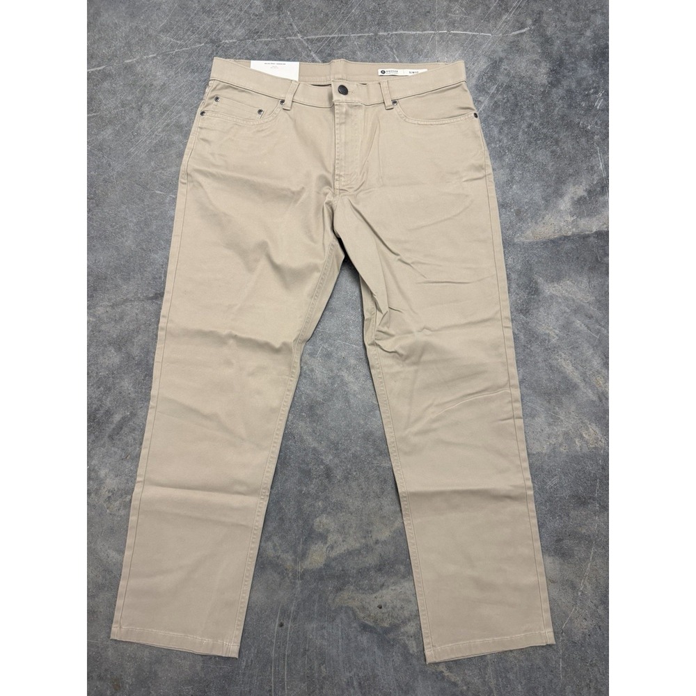 NWT Haggar Men's 36x29 Comfort 5 Pocket Slim Fit Flat Front Flex Waistband Khaki
